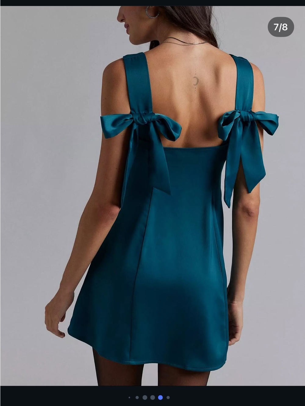 NWT Urban Outfitters Bri Double Bow Sleek Satin Mini Dress L